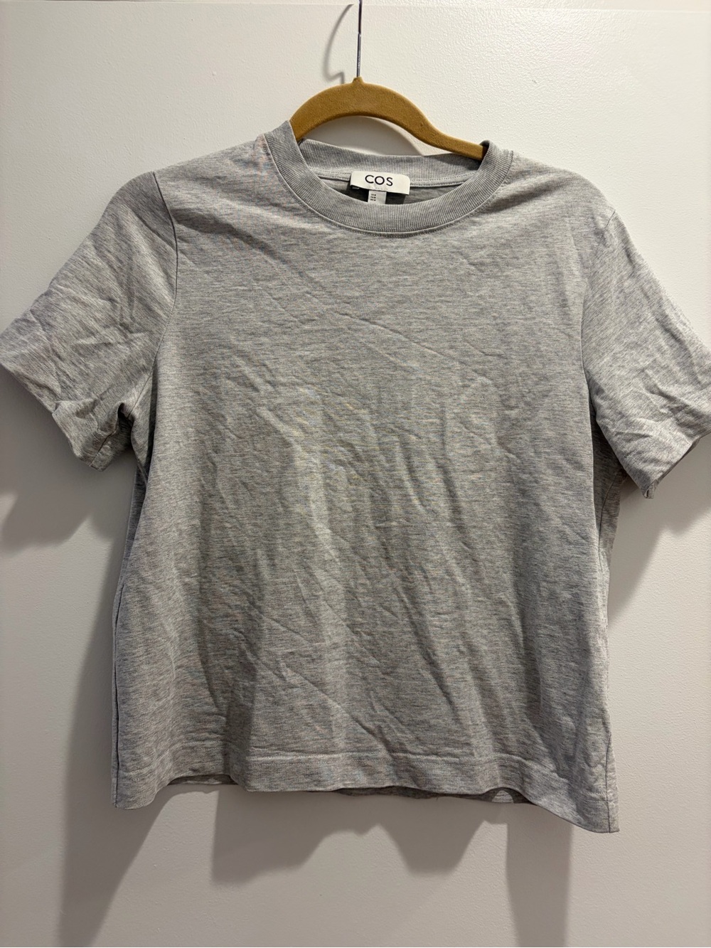 COS Clean Cut Regular Short Sleeve Crewneck Tee in Light Gray